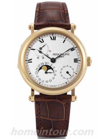 百达翡丽5054R-001男表复杂功能时计系列-棕色表带/表径35.6mm