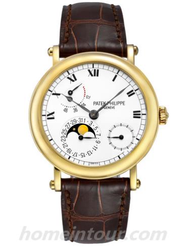 百达翡丽5054J-001男表复杂功能时计系列-棕色表带/表径36.5mm