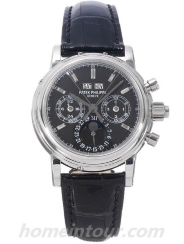 百达翡丽5004P-032男表超级复杂功能时计系列-黑色表带/表径37.6mm