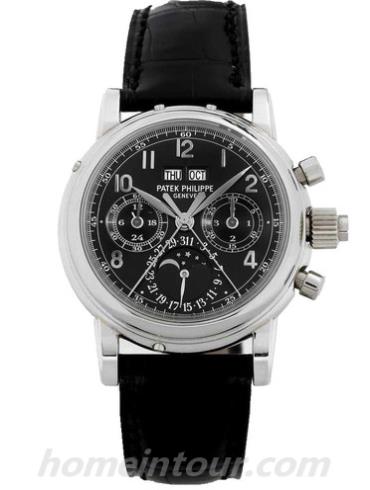 百达翡丽5004P-022男表超级复杂功能时计系列-黑色表带/表径37.6mm