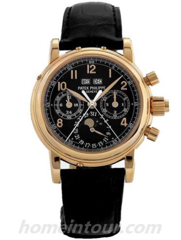 百达翡丽5004R-018男表超级复杂功能时计系列-黑色表带/表径37.6mm