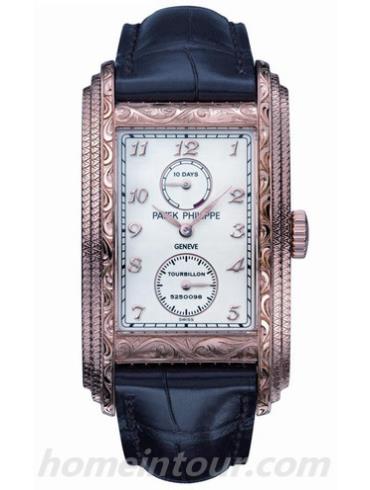 百达翡丽5101_100R-001男表当代收藏系列-棕色表带/表径29.6x51.7mm