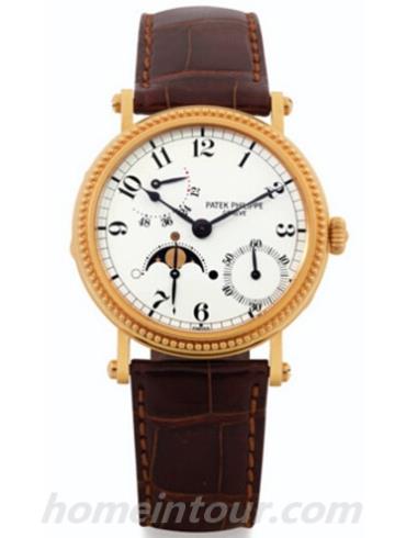 百达翡丽5015R男表复杂功能时计系列-棕色表带/表径36.6mm