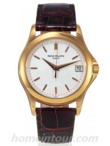 百达翡丽5107R男表Calatrava系列-棕色表带/表径37mm