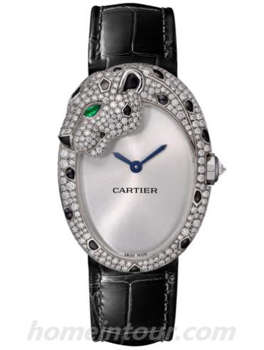 卡地亚HPI01195女表panthere猎豹系列-黑色表带/表径&#8211;