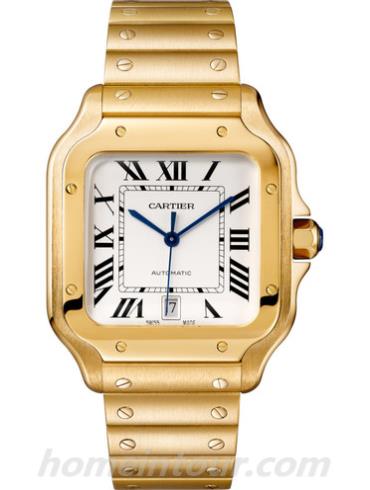 卡地亚WGSA0009男表山度士Santos系列-金色表带/表径39.8mm