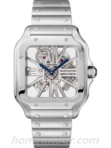 卡地亚WHSA0007男表山度士Santos系列-银色表带/表径39.8mm