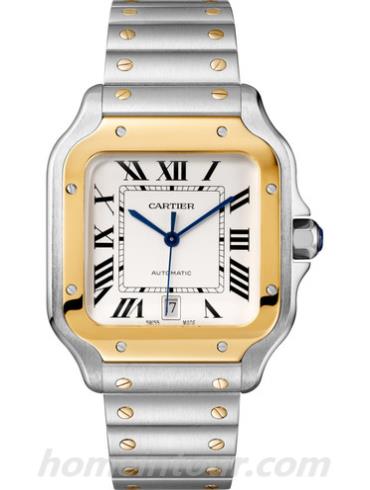 卡地亚W2SA0006男表山度士Santos系列-银色表带/表径39.8mm