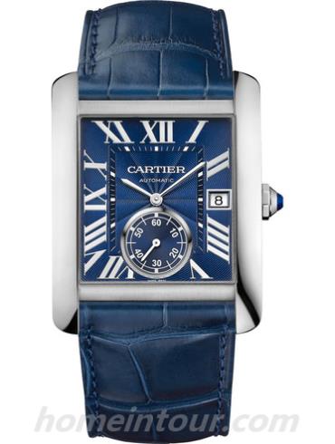 卡地亚WSTA0010男表坦克Tank系列-深蓝色表带/表径&#8211;