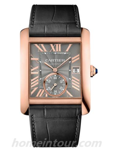 卡地亚WGTA0014男表坦克Tank系列-深灰色表带/表径&#8211;