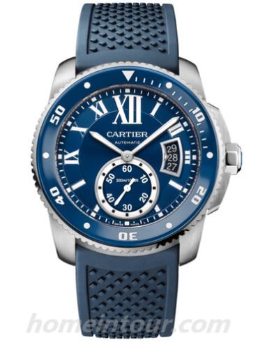 卡地亚WSCA0011男表卡历博Calibre系列-蓝色表带/表径42mm