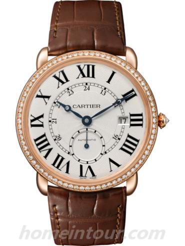 卡地亚WR007017男表Ronde solo系列-棕色表带/表径40mm