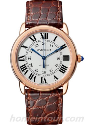 卡地亚W2RN0008男表Ronde solo系列-棕色表带/表径36mm
