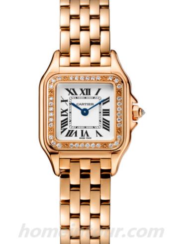 卡地亚WJPN0008女表panthere猎豹系列-玫瑰金色表带/表径22×30mm