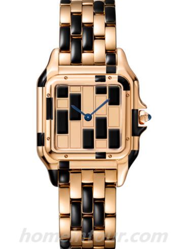 卡地亚WGPN0011女表panthere猎豹系列-玫瑰金色/黑色表带/表径27 x 37mm