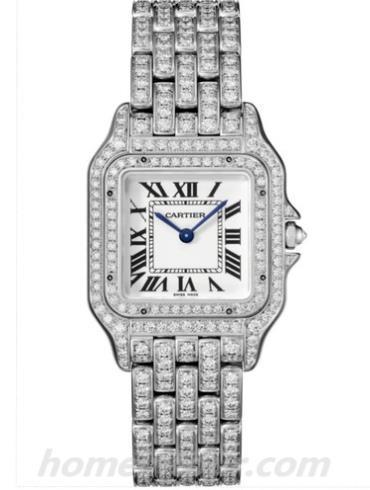 卡地亚HPI01130女表panthere猎豹系列-银色表带/表径37×27mm