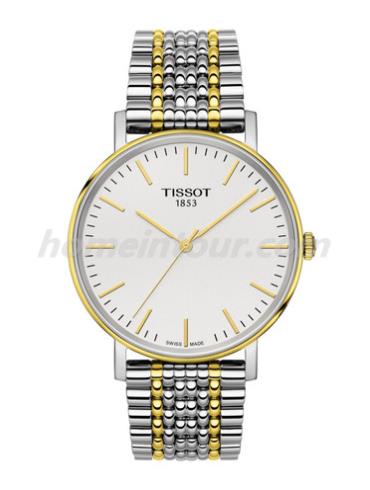 天梭T1094102203100男表T-Classic系列-1.14微米黄金镀层; 灰色表带/表径38mm