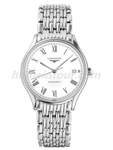 浪琴L4.860.4.11.6男表律雅系列-银色表带/表径35mm