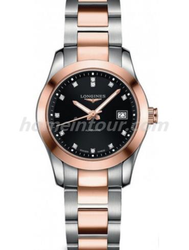 浪琴L2.285.5.58.7女表康铂系列-间金色表带/表径29.5mm