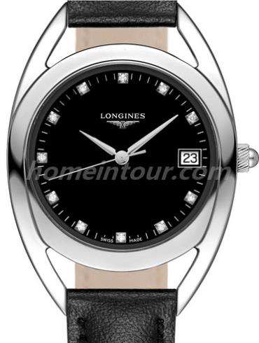 浪琴L6.138.4.57.0女表骑仕系列-黑色表带/表径34mm