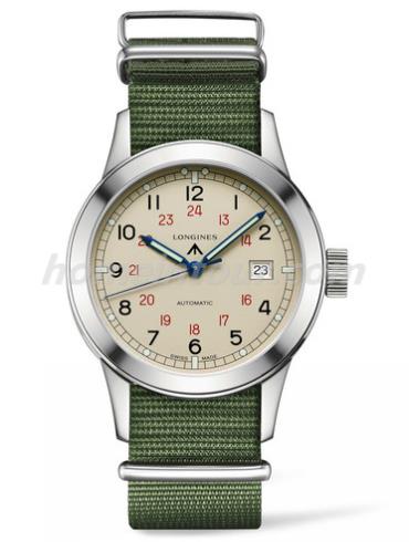 浪琴L2.832.4.73.5男表经典复古系列-军绿色表带/表径40mm