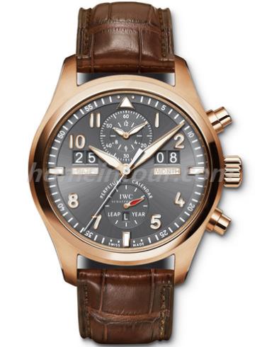 万国IW379105男表飞行员系列-棕色表带/表径46mm