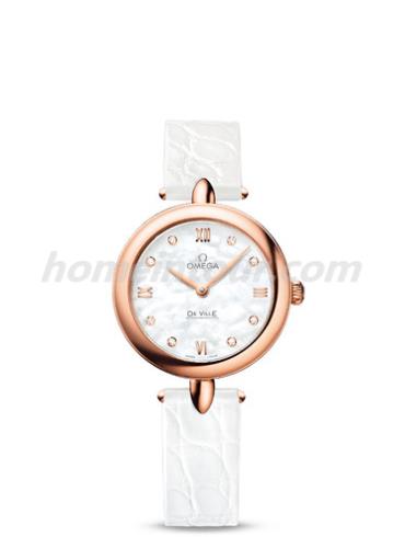 欧米茄424.53.27.60.55.002女表碟飞系列-白色表带/表径27.4mm