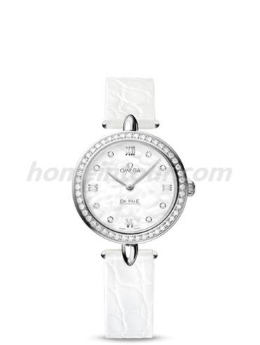 欧米茄424.18.27.60.55.001女表碟飞系列-白色表带/表径27.4mm