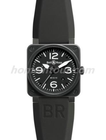 柏莱士BR_03-92_BLACK_MATTE男表AVIATION系列-黑色表带/表径42mm