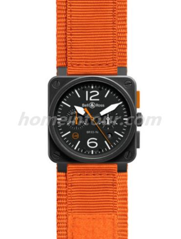 柏莱士BR_03-94_CARBON_ORANGE男表AVIATION系列-橙色表带/表径42mm