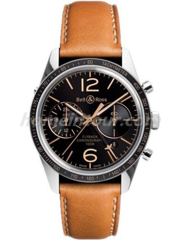 柏莱士BR_126_SPORT_HERITAGE_GMT_&_FLYBACK男表VINTAGE系列-浅棕色表带/表径41mm