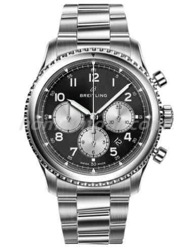 百年灵AB011713男表航空计时系列-黑色表带/表径43mmmm