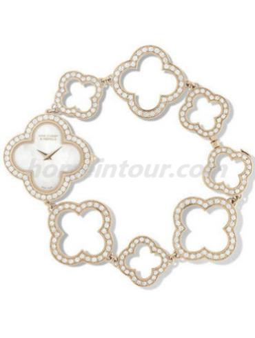 梵克雅宝VCARN5KC00女表Alhambra系列-白色表带/表径27x27mm