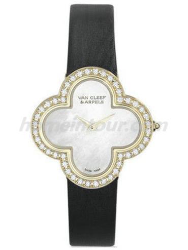 梵克雅宝VCARF52800女表Alhambra系列-黑色表带/表径30x30mm