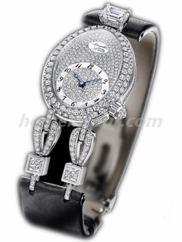 宝玑GJE23BB20.9001女表高级珠宝腕表系列-黑色表带/表径&#8211;