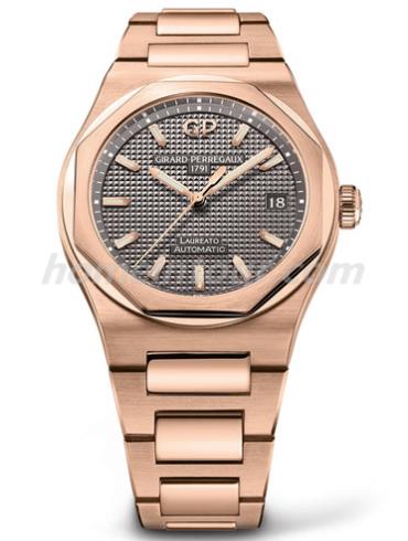 芝柏81005-52-232-52A男表Laureato桂冠系列-金色表带/表径38mm