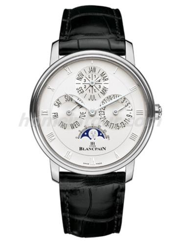 宝珀6057-1542-55B男表Villeret系列-黑色表带/表径38mm