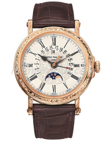 百达翡丽5160R-001男表超级复杂功能时计系列-棕色表带/表径38mm