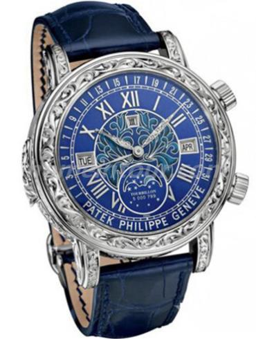 百达翡丽6002G-001男表超级复杂功能时计系列-海军蓝表带/表径&#8211;
