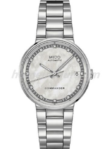 美度M014.207.11.116.00女表指挥官系列-银色表带/表径33mm