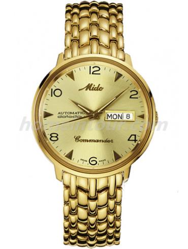 美度M8419.3.52.2男表指挥官系列-金色表带/表径37mm