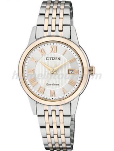 西铁城FE1084-51A女表光动能系列-间金色表带/表径29mm