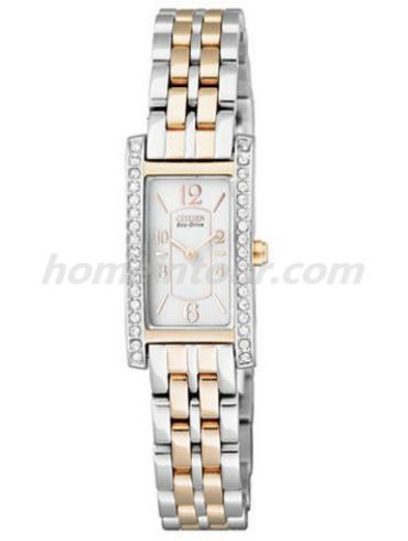 西铁城EG2028-51A女表光动能系列-间金色表带/表径21x15mm