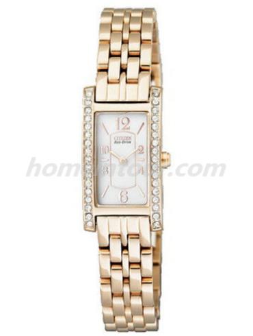 西铁城EG2023-54A女表光动能系列-金色表带/表径21x15mm