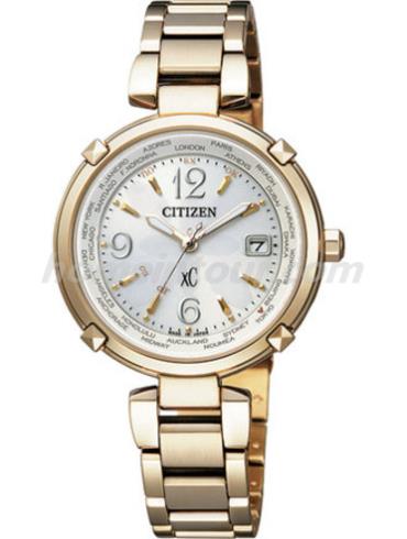 西铁城EC1042-51A女表XC系列-金色表带/表径30.68mm