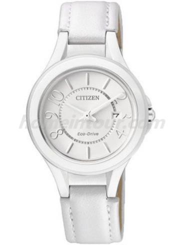 西铁城FE1020-11B女表光动能系列-白色表带/表径30mm