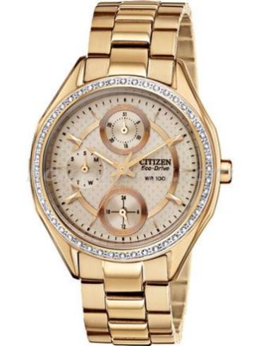 西铁城FD1063-57X女表光动能系列-金色表带/表径35.5mm