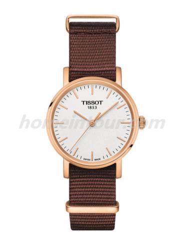 天梭T1092103703100女表T-Classic系列-棕色表带/表径30mm