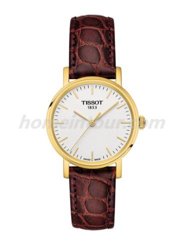 天梭T1092103603100女表T-Classic系列-棕色表带/表径30mm