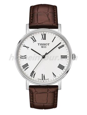 天梭T1094101603300男表T-Classic系列-棕色表带/表径38mm